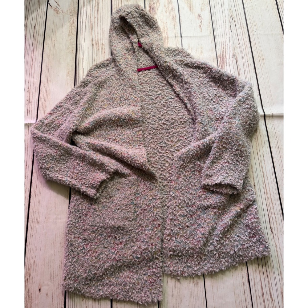 White Birch Confetti Popcorn Knit Hooded Cardigan Sweater Pink Multi XL